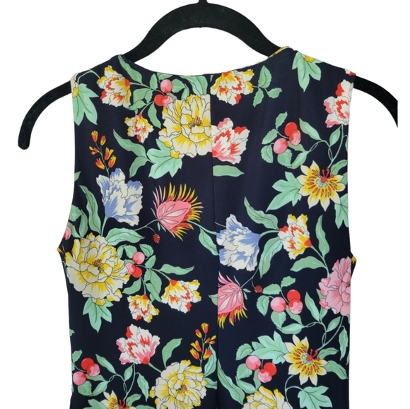 TOMMY HILFIGER Sz 2 Blue Floral Round Neck Sleeveless Sheath A line Dress - Picture 5 of 13